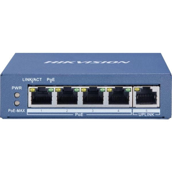 Hikvision hub switch 5 porte con 4 porte poe 10/100/1000 ds-3e0505p-e/m