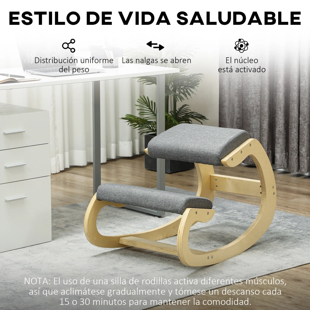 Sedia Ergonomica da Ginocchio ¨C zephmum ¨C Legno Grigio 55x85x55
