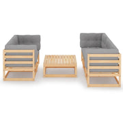 Set Divani da Giardino 6 pz con Cuscini Legno Massello di Pino 3076379