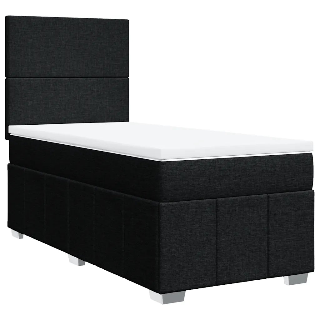 Giroletto a Molle con Materasso-Struttura Letto Nero 90x190 cm in Tessuto 449101