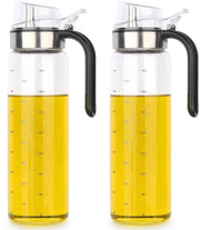 Olio per cucina 500 ml - Confezione da 2 pezzi - Fiaschetta per olio - Dispensatore di olio in vetro - Contenitore con scala graduata - Adatto per BBQ/cucina