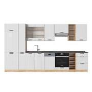 Cucina componibile Fame-Line Bianco rustico/Rovere dorato 355 cm, PL Antracite Vicco