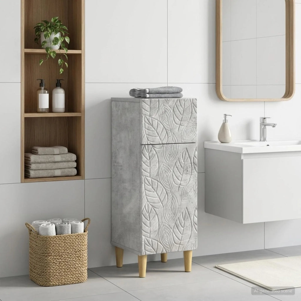 Mobiletto da Bagno DELFT Grigio Cemento 30 x 31 x 80 cm 897048