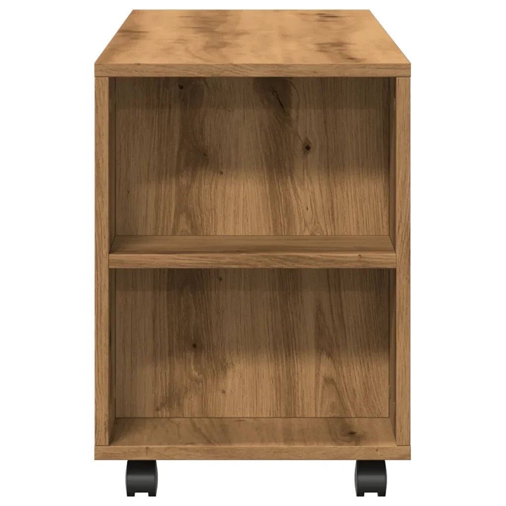 Mobile porta TV moderno con ruote pratico vano contenitore 102 x 34,5 x 43 cm legno di rovere ingegnerizzato realizzato artigianalmente 02_0050702
