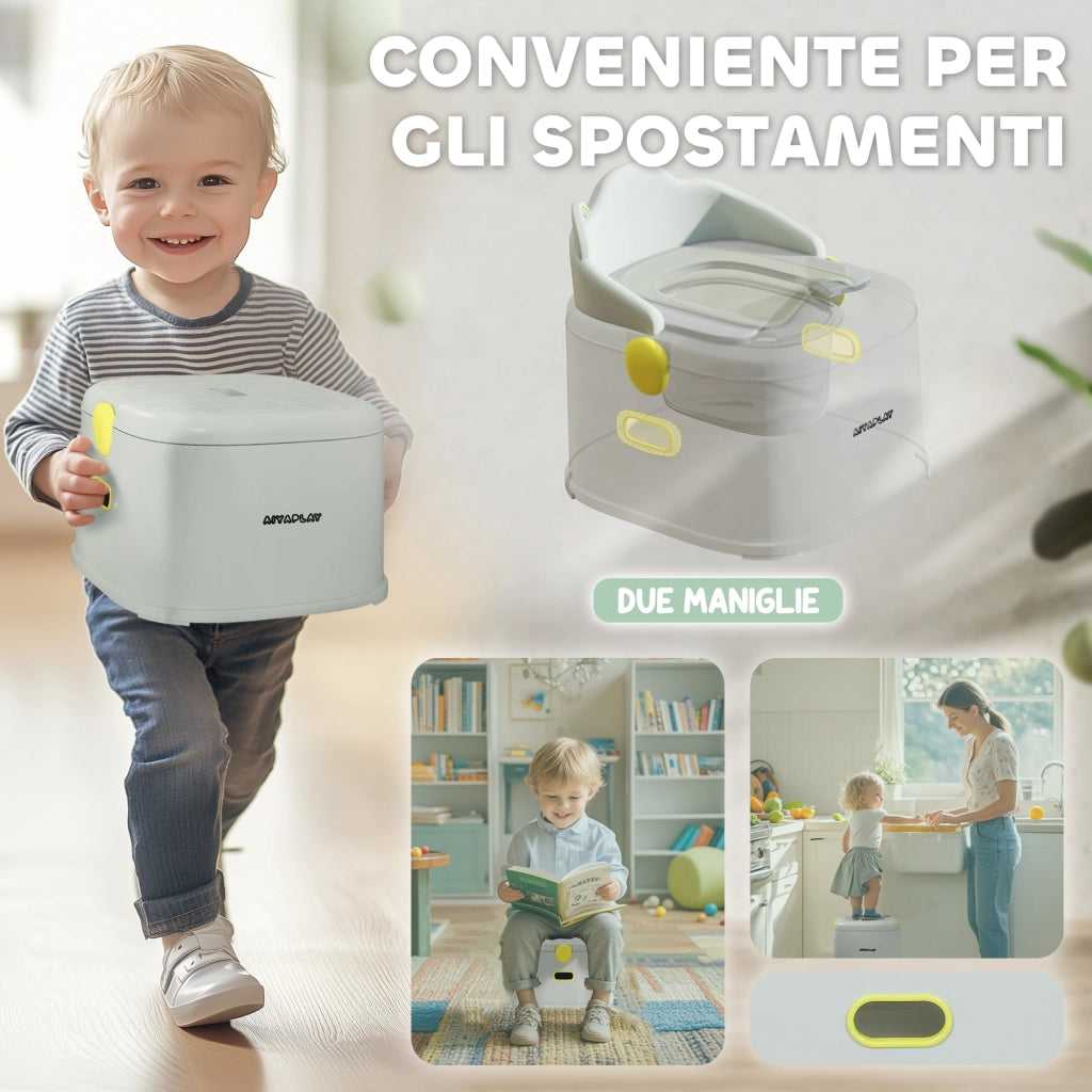 Vasino per Bambini 3 in 1 con Vaschetta Rimovibile e Imbottitura, Et¨¤ 6 Mesi-6 Anni, Grigio