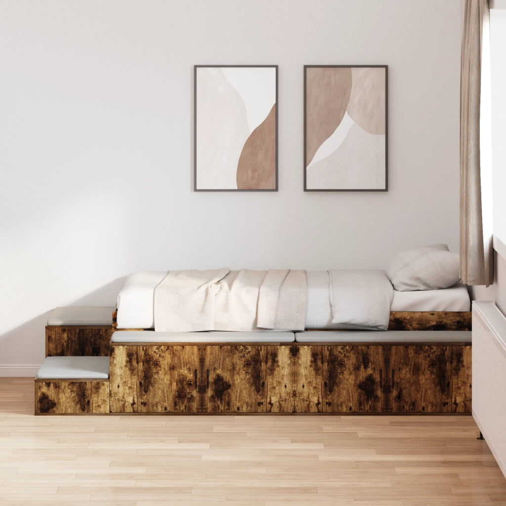 Struttura Letto di Stoccaggio Quercia Affumicata 90x190 cm