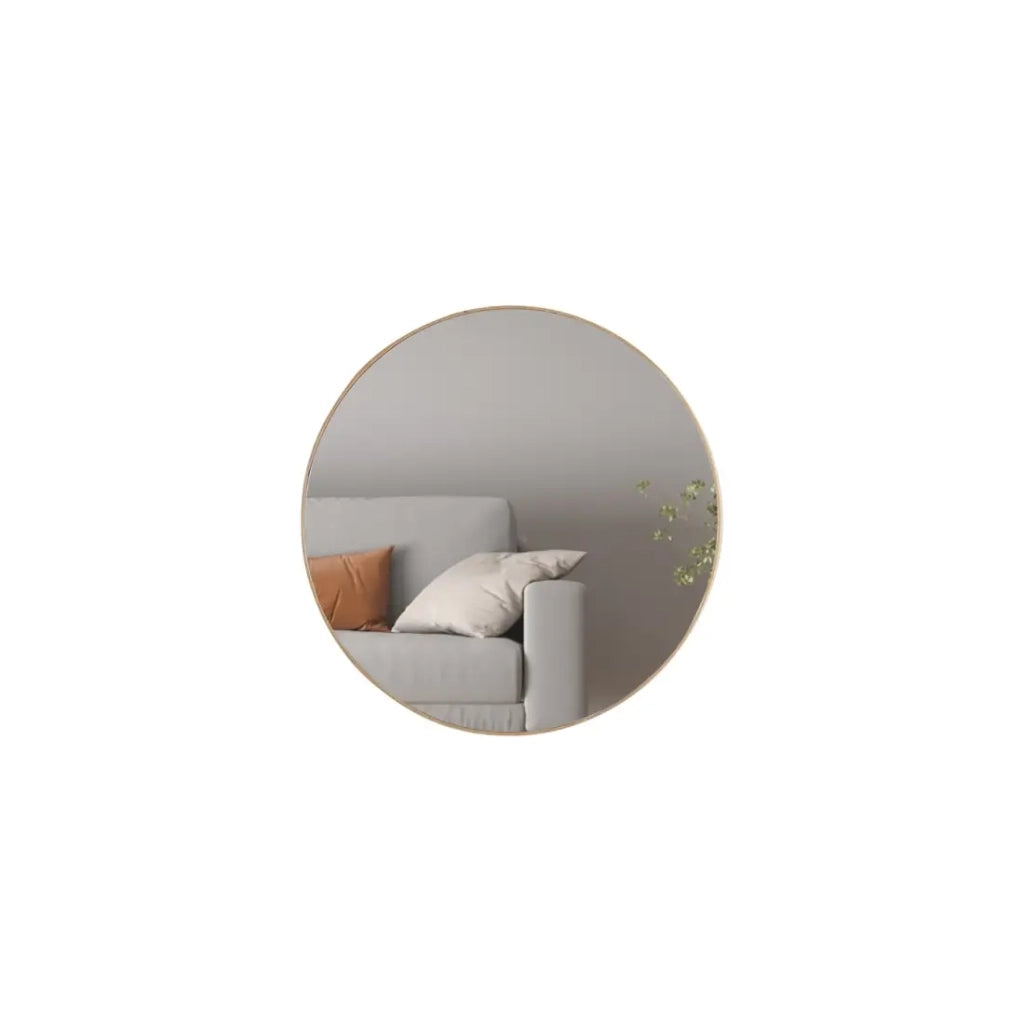 Specchio rotondo RIO – Ø80 cm – Finitura quercia invecchiata – MDF decorato legno – Design naturale e alla moda