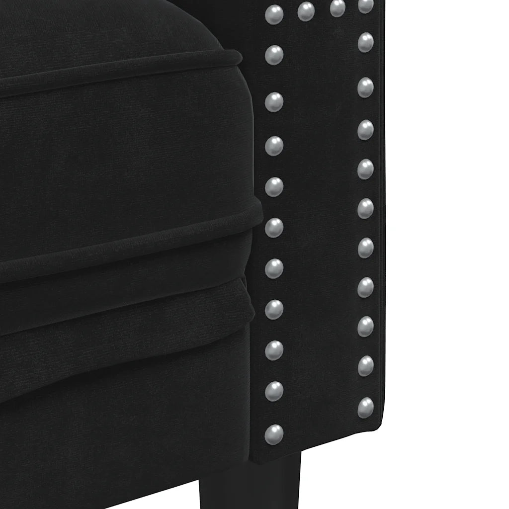 Divano Chesterfield con Rinforzi 3 Posti-Sofa 3 Posti-Divanetto Nero in Velluto