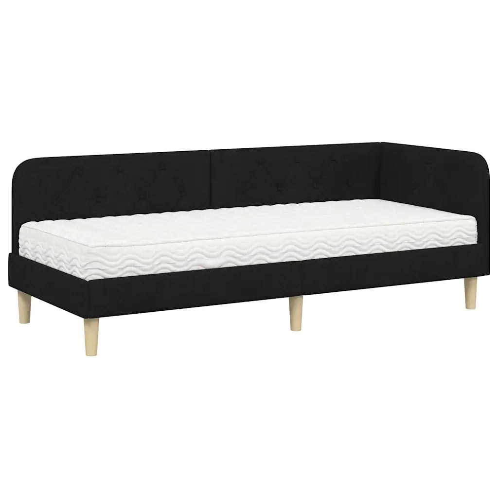 Cornice del letto ad angolo Nero 80 x 200 cm Tessuto