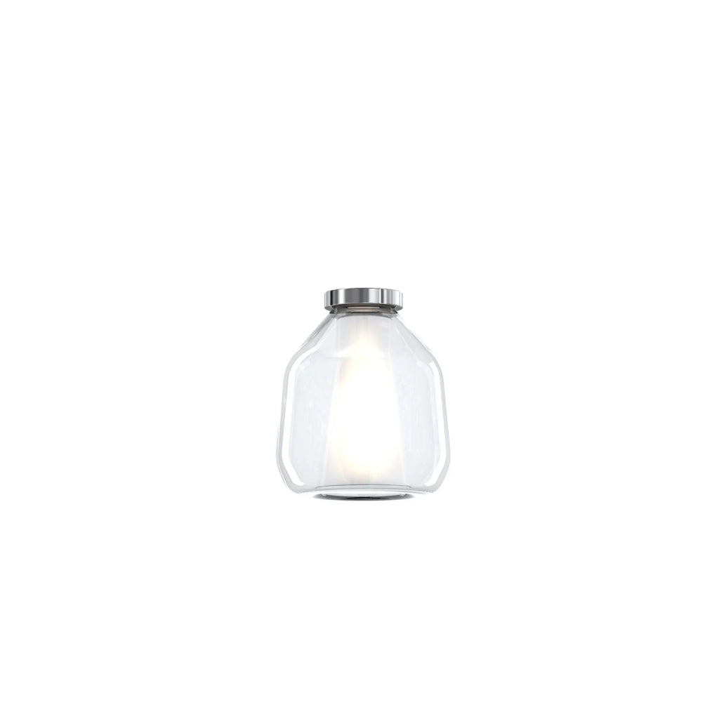 Plafoniera Contemporanea Double Skin Beta Metallo Cromo Vetro Trasp. 1 Luce E27