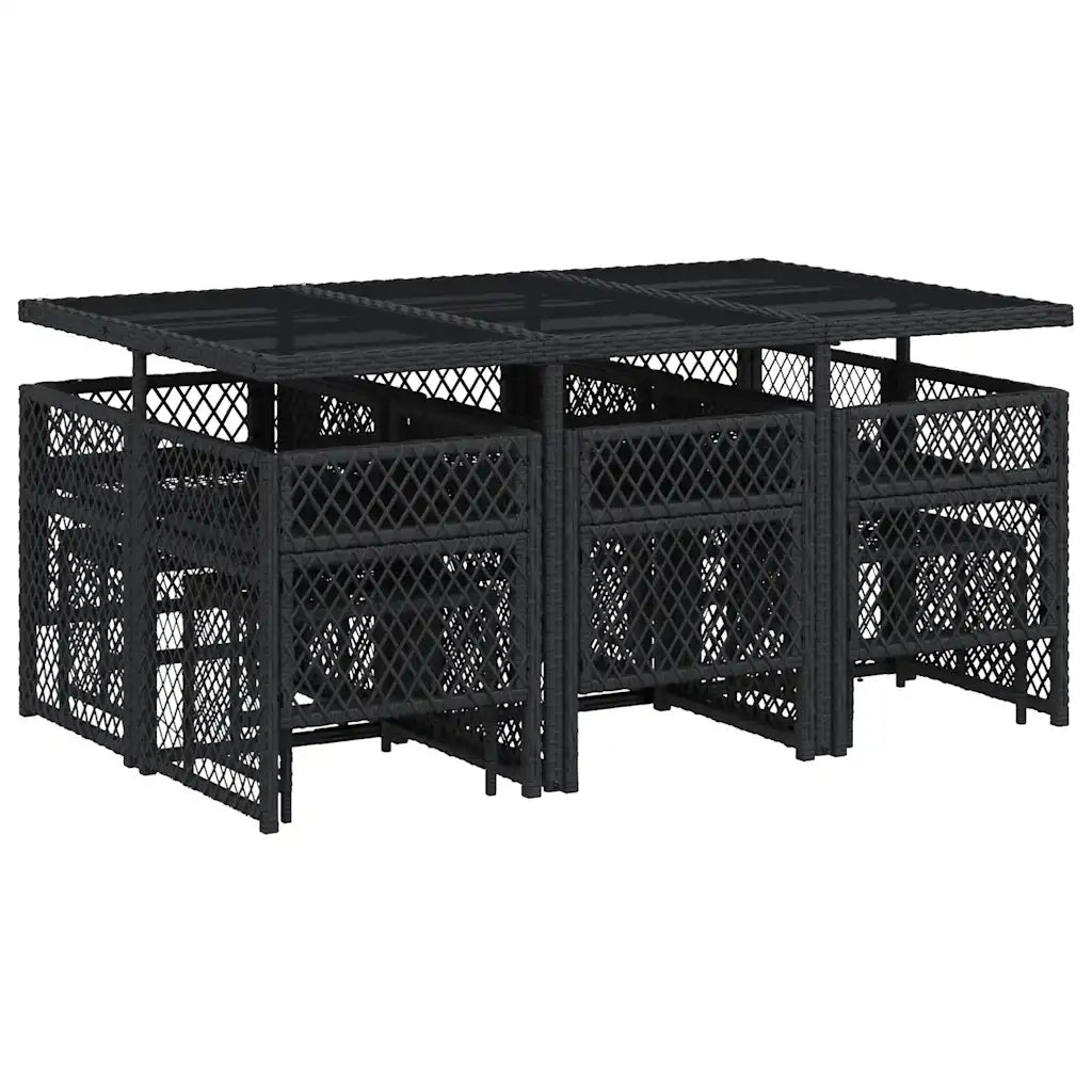 vidaXL Set da Pranzo da Giardino 11 pz con Cuscini in Polyrattan Nero