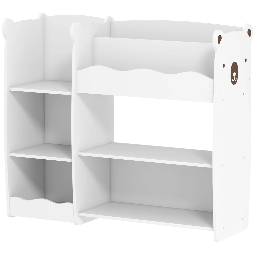 Libreria Bambini Scaffale Giocattoli ¨C Xylo ¨C Bianco Legno Ripiani Aperti Orsetto