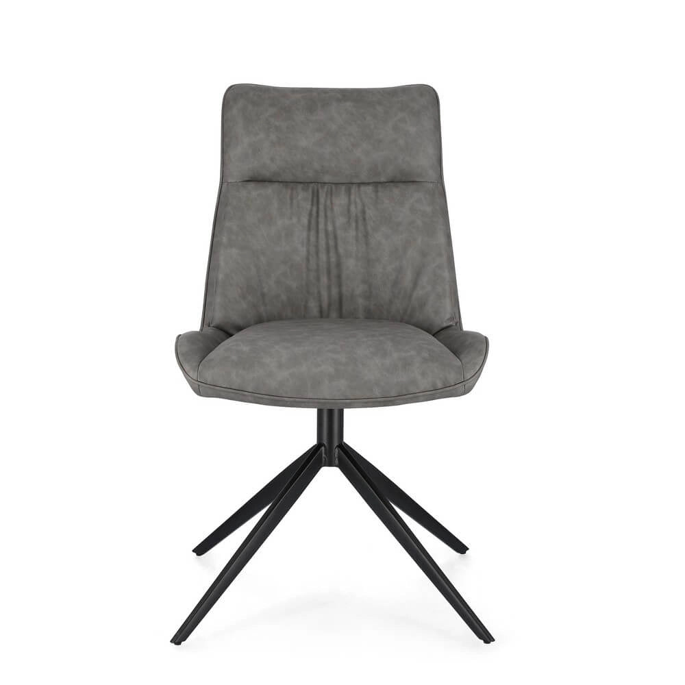 Set di 2 Sedie Imbottite in Similpelle con Gambe in Acciaio - ARIA