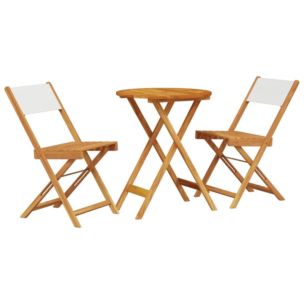 Set da Bistrot 3pz | Set Salotto da Giardino Bianco Crema in Tessuto e Legno Massello