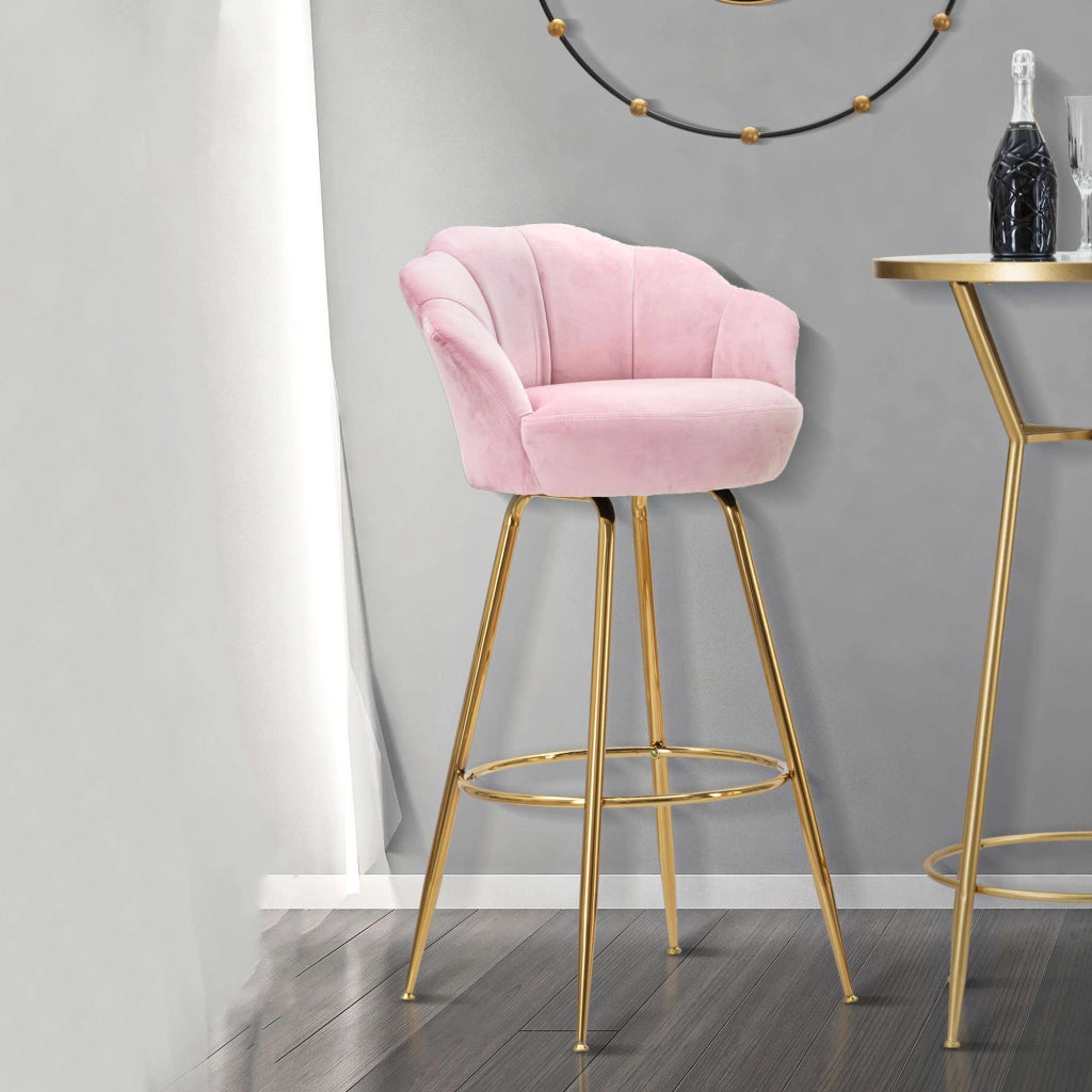Tequis, Sgabello Rivestimento in Velluto, 55x53x110h cm Rosa