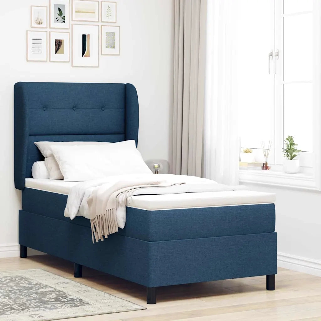 Letto a molle con materasso Blu 90 x 190 cm Tessuto 3340542