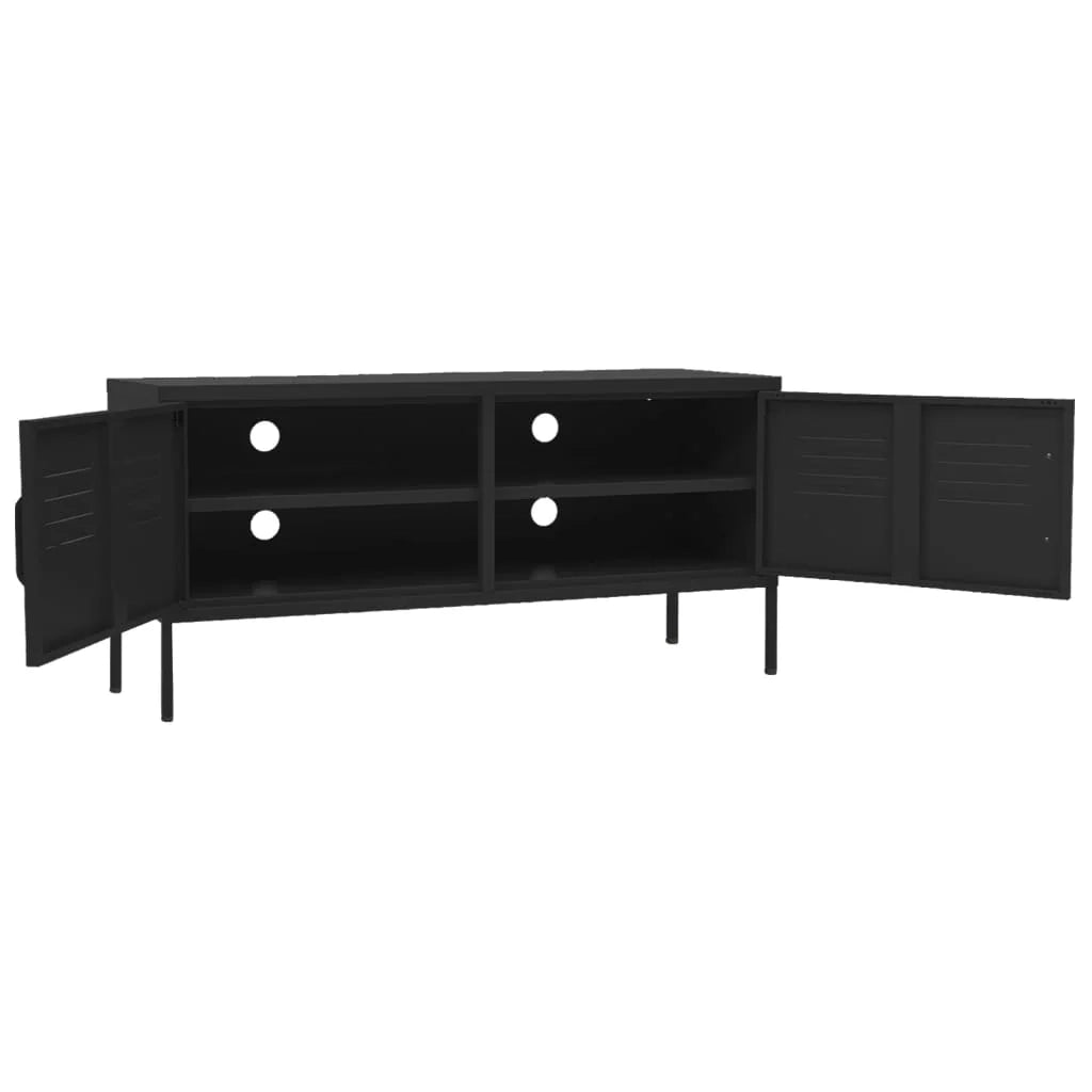 Mobile TV multimediale mensola TV credenza TV per sala da pranzo soggiorno camera da letto 105 x 35 x 50 cm acciaio nero 02_0025688