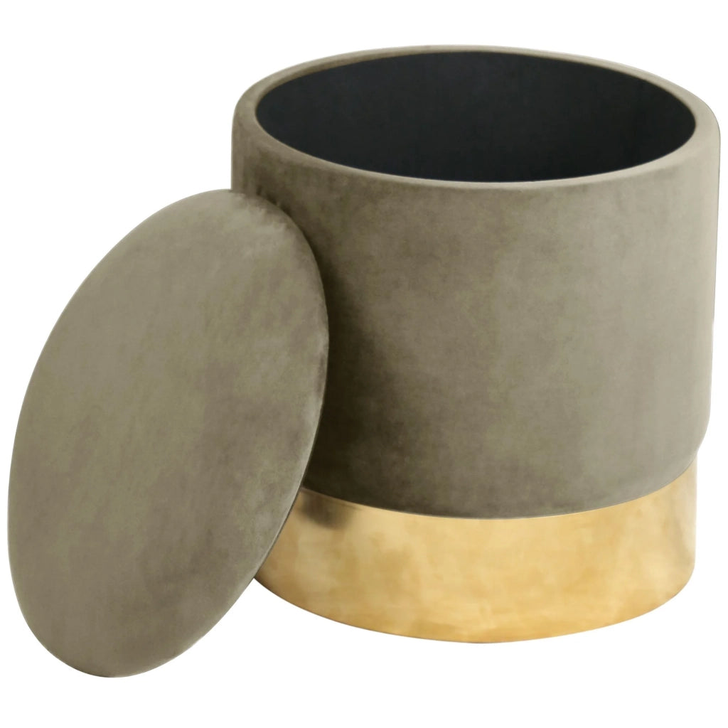 Pouf a scomparto rotonda in velluto AKORD GOLDEN colore Beige