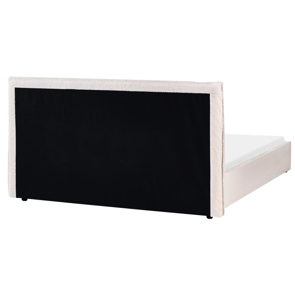 Letto matrimoniale ad acqua in velluto bianco sporco 160 x 200 cm stile classico minimalista