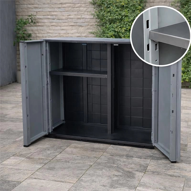 ARMADIO BASSO IN POLIPROPILENE CON 3 ANTE E RIPIANO 102 X 37 X H84 CM