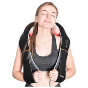 Renpho sedile massaggiante shiatsu, schiena e collo, funzione calore, design a forma di s, altezza regolabile, vibrazione, nero