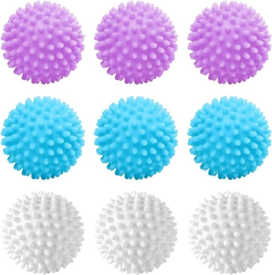 Palline di riscaldamento - Palline di riscaldamento riciclabili per asciugatrice - 9 pezzi - Wollige lavanderia - Pulizia tessuti a casa .