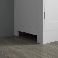 Credena da Cucina con 2 Armadi, Ante in Vetro, 4 Mensole, in Legno, Bianco