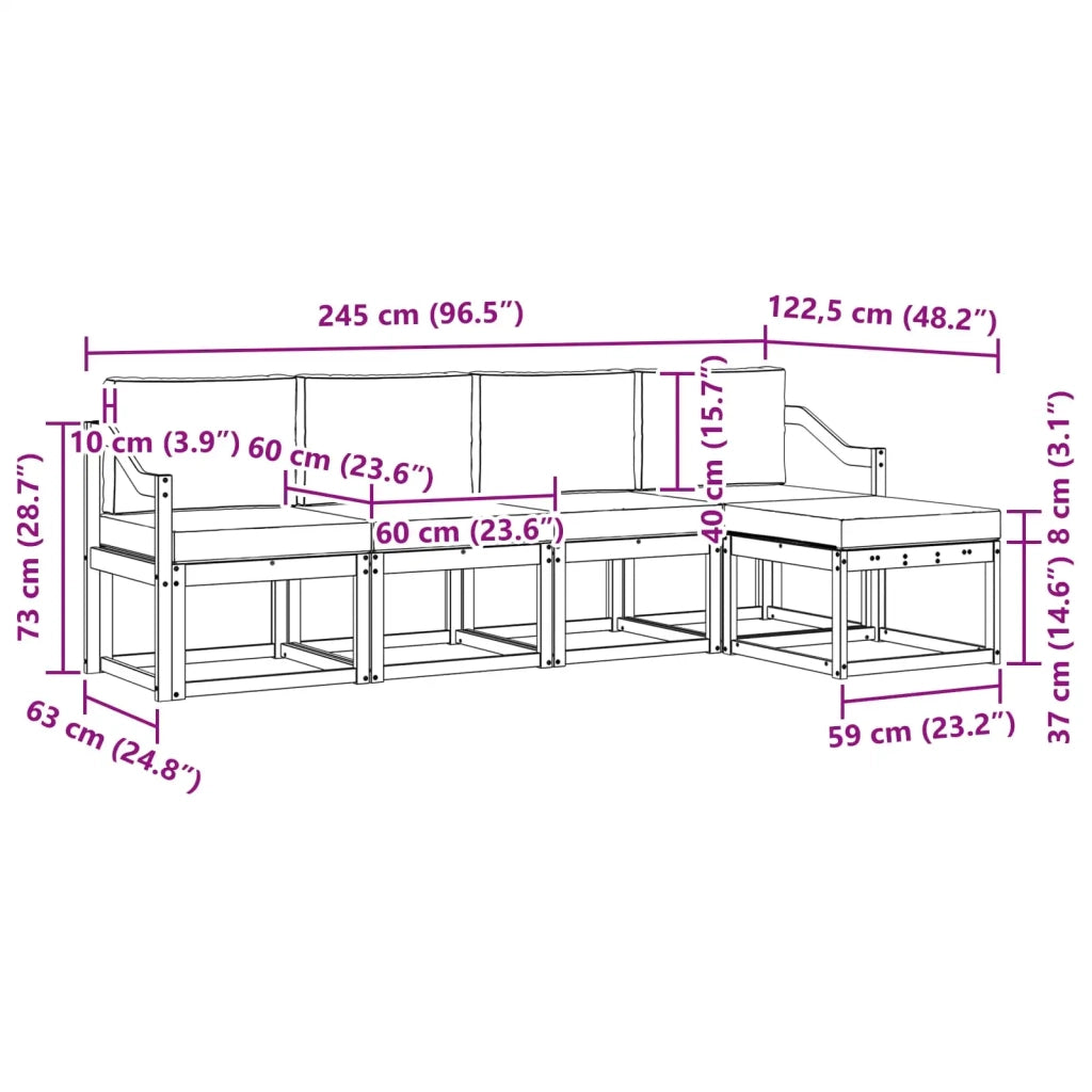Set di divani da esterno 5 pz Bianco e Beige 3387507