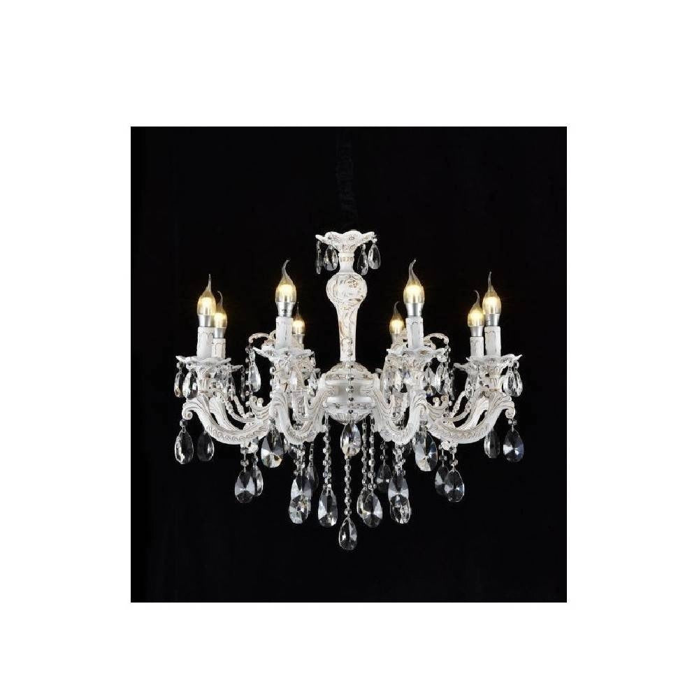 Trade Shop - Lampadario Soffitto Classico 8 Bracci Attacco E14 Vetro Effetto Cristallo A01-8 -