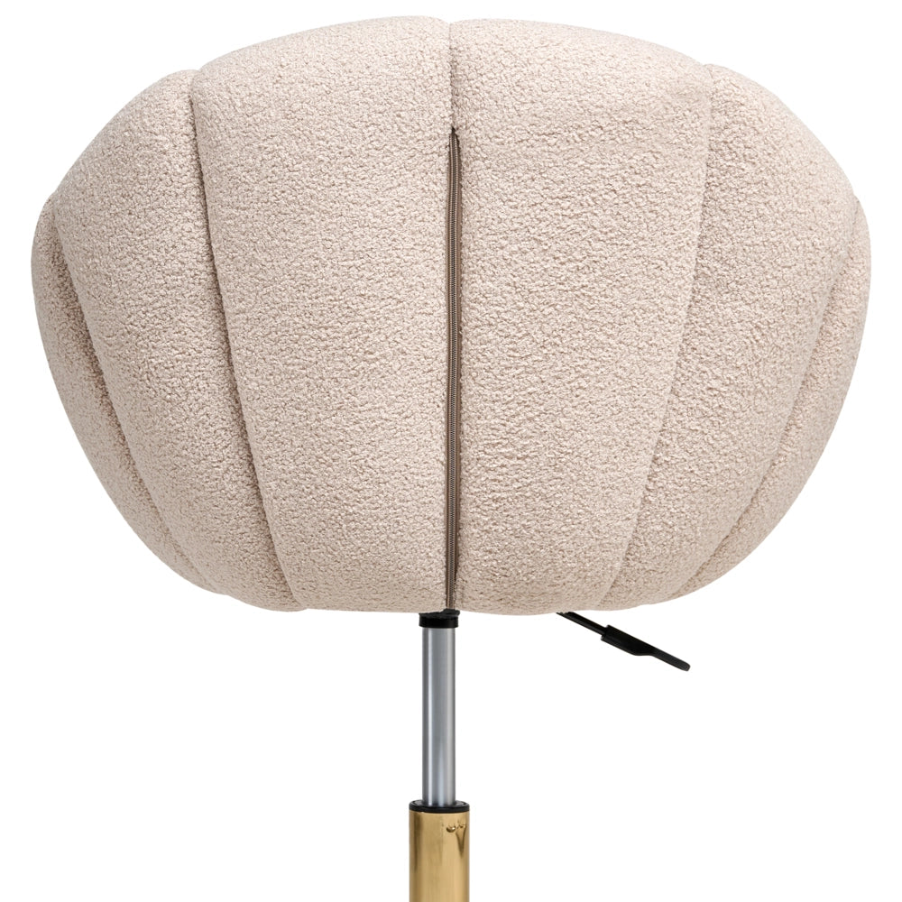 Elegante sedia da ufficio girevole in tessuto bouclè beige con base regolabile in altezza Design moderno Home Office