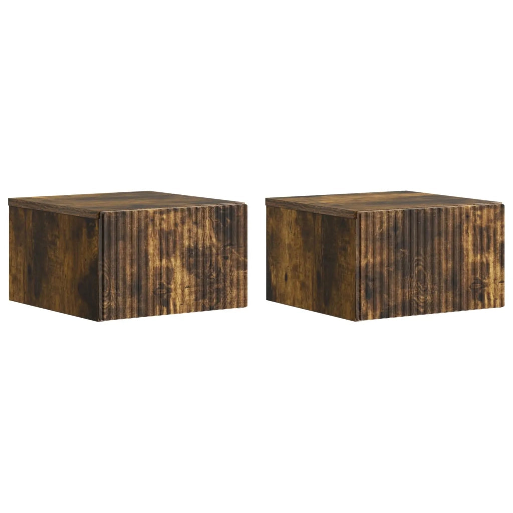 Mobiletto da notte a muro 2 pcs Rovere Fumo 33 x 34,5 x 20 cm 898436