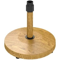 Base per Ombrellone a 4 Ruote con Freni, in Cemento e Metallo, Ø48x44 cm, Color Legno