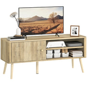 Mobile TV con ante, ripiani aperti e scaffale regolabile ¨C zephmum ¨C Rovere 115x35x49