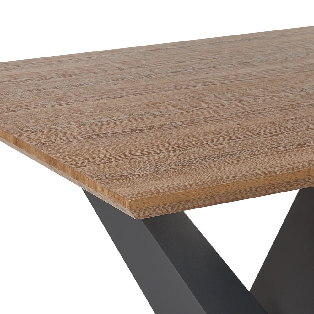 Tavolo da pranzo Piano in legno scuro Gambe in metallo Nero 200 x 100 cm Industrial