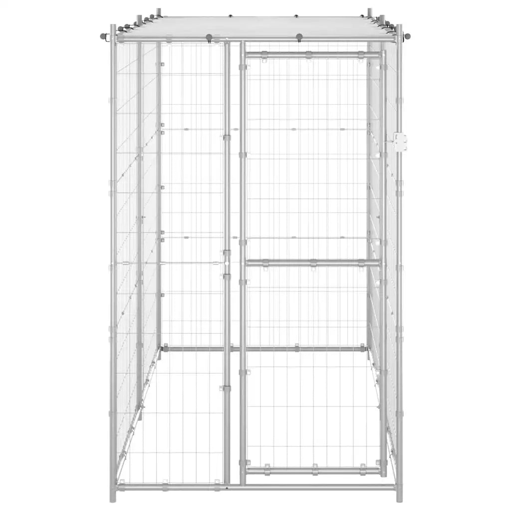 Gabbia per Cani da Esterno in Acciaio con Tetto 110x220x180 cm 150800