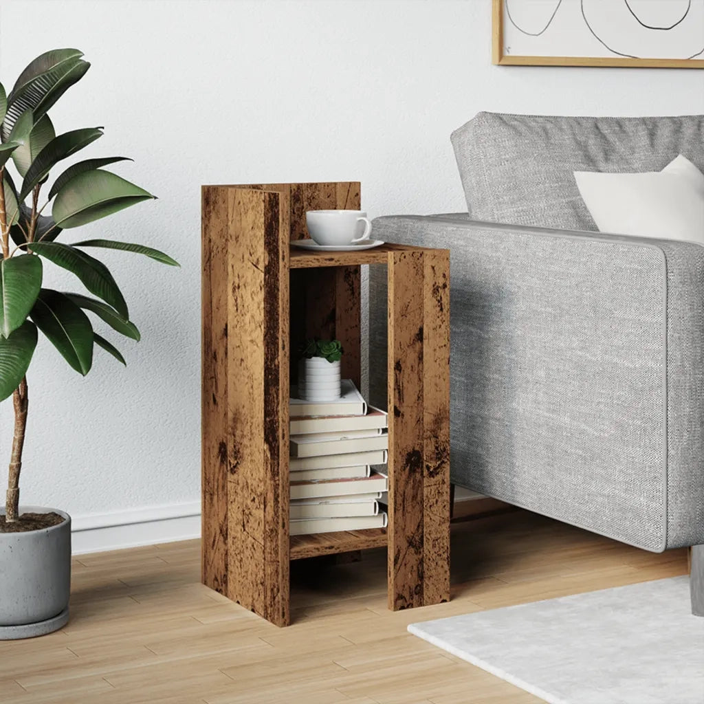 Tavolino Laterale con Ripiano Legno Antico 25,5x27x60 cm 858556