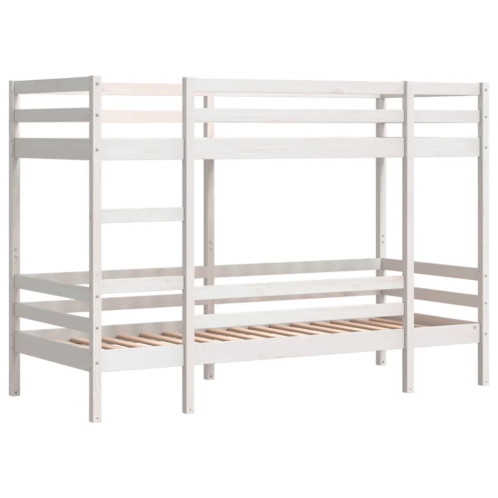 Letto a Castello Bianco 75x190 cm in Legno Massello di Pino