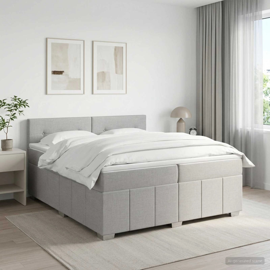 Letto Box Spring LED con Materasso Grigio Chiaro 200 x 200 cm 3455682