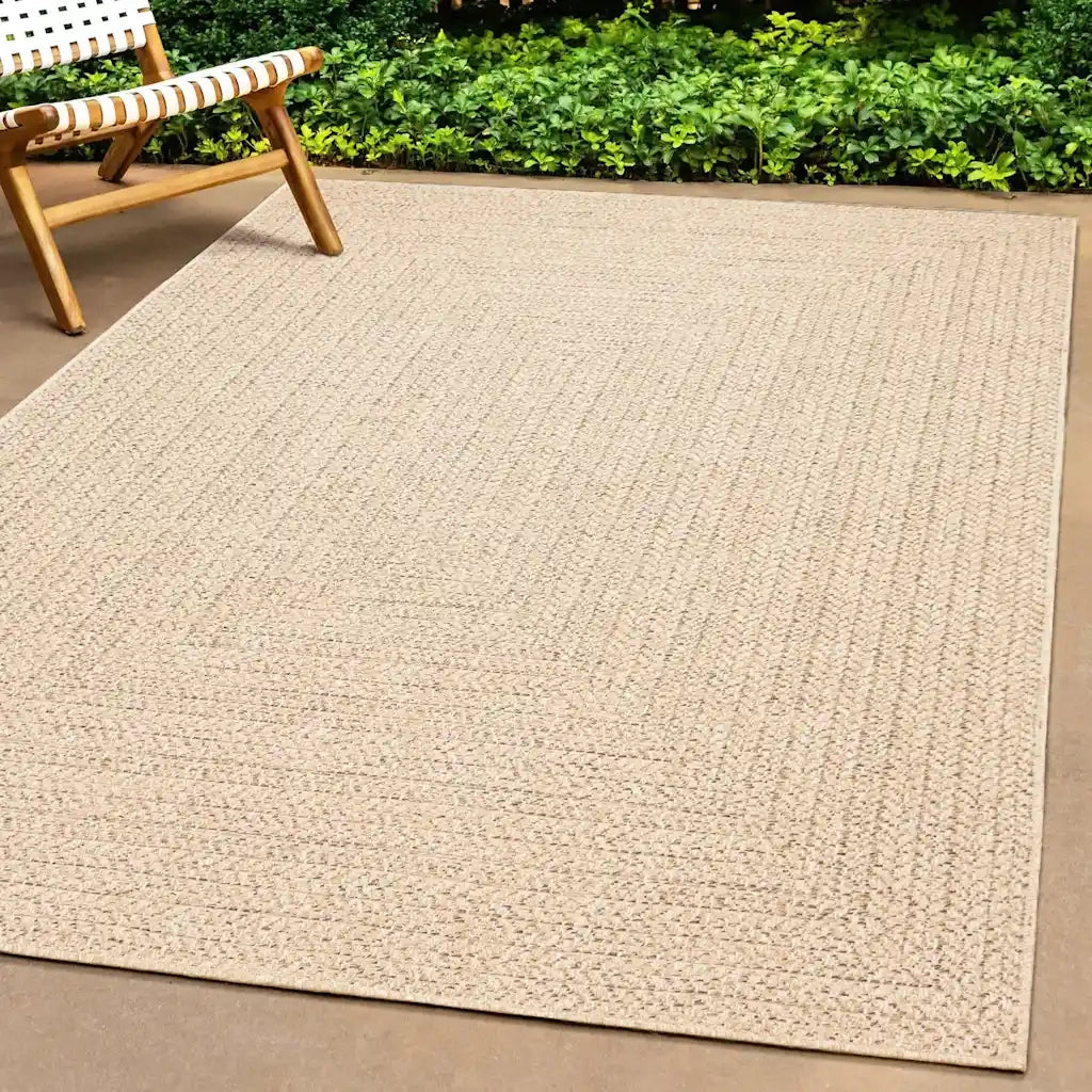Tappeto ZIZUR Beige 120x120 cm Aspetto Iuta Interni ed Esterni 4010393