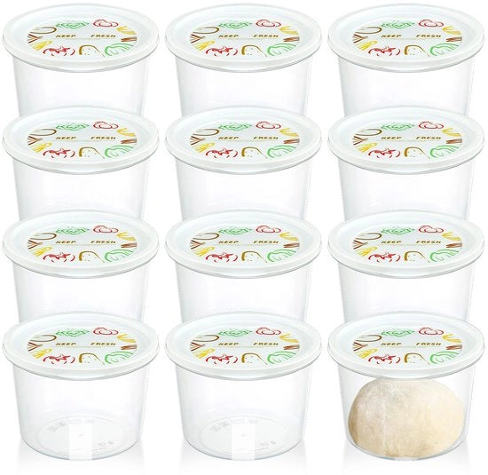 Contenitore di impasto per pizza con coperchio, contenitore di impasto ripiegabile, 1100 ml, accessori per pizza per impasto familiare, 12 pezzi