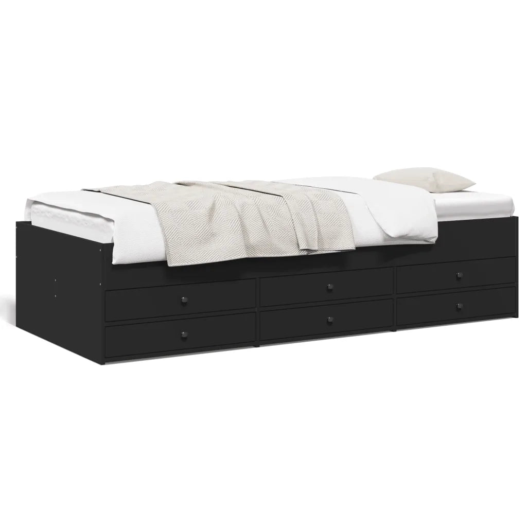 Divano Letto con Cassetti senza Materasso Nero 90x200 cm 3280875