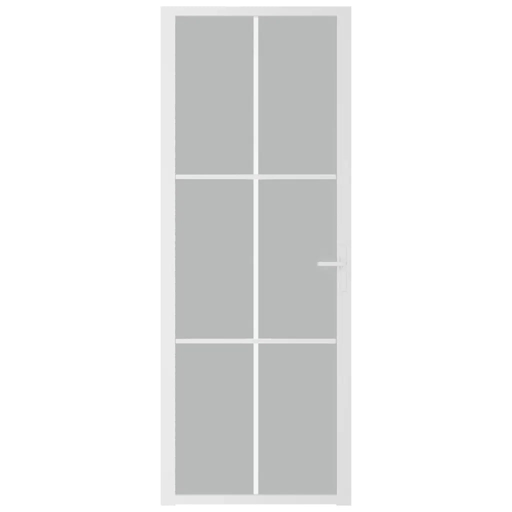 Porta Interna 76x201,5 cm Bianco Opaco Vetro e Alluminio 350580