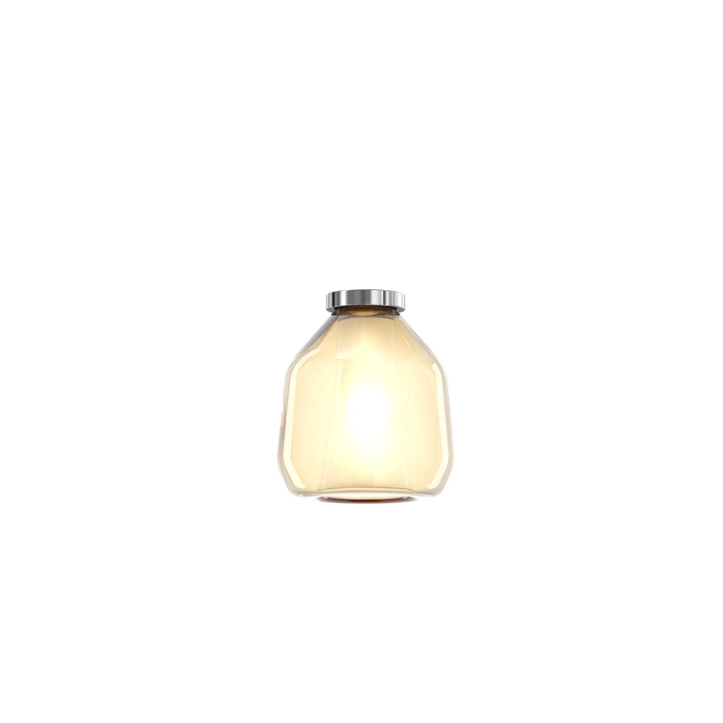 Plafoniera Contemporanea Double Skin Beta Metallo Cromo Vetro Ambra 1 Luce E27
