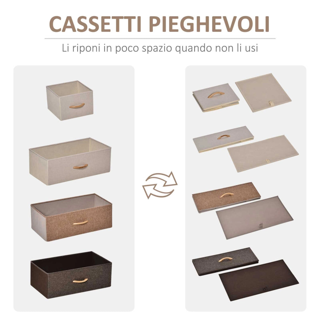 Cassettiera 5 Cassetti Tessuto ¨C zephmum ¨C Multicolore 58x29x99cm