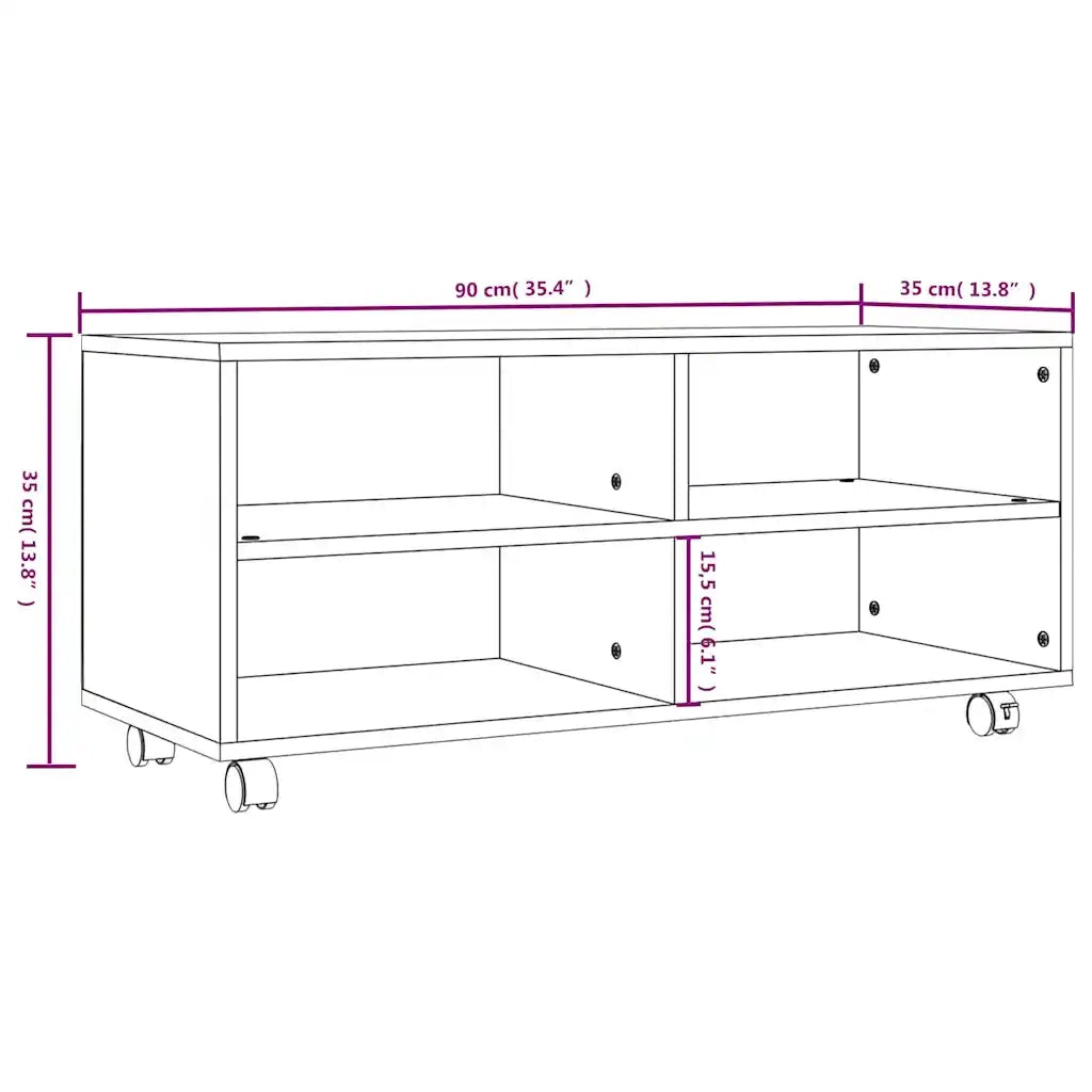 Mobile TV con Ruote Grigio Sonoma 90x35x35cm Legno Multistrato