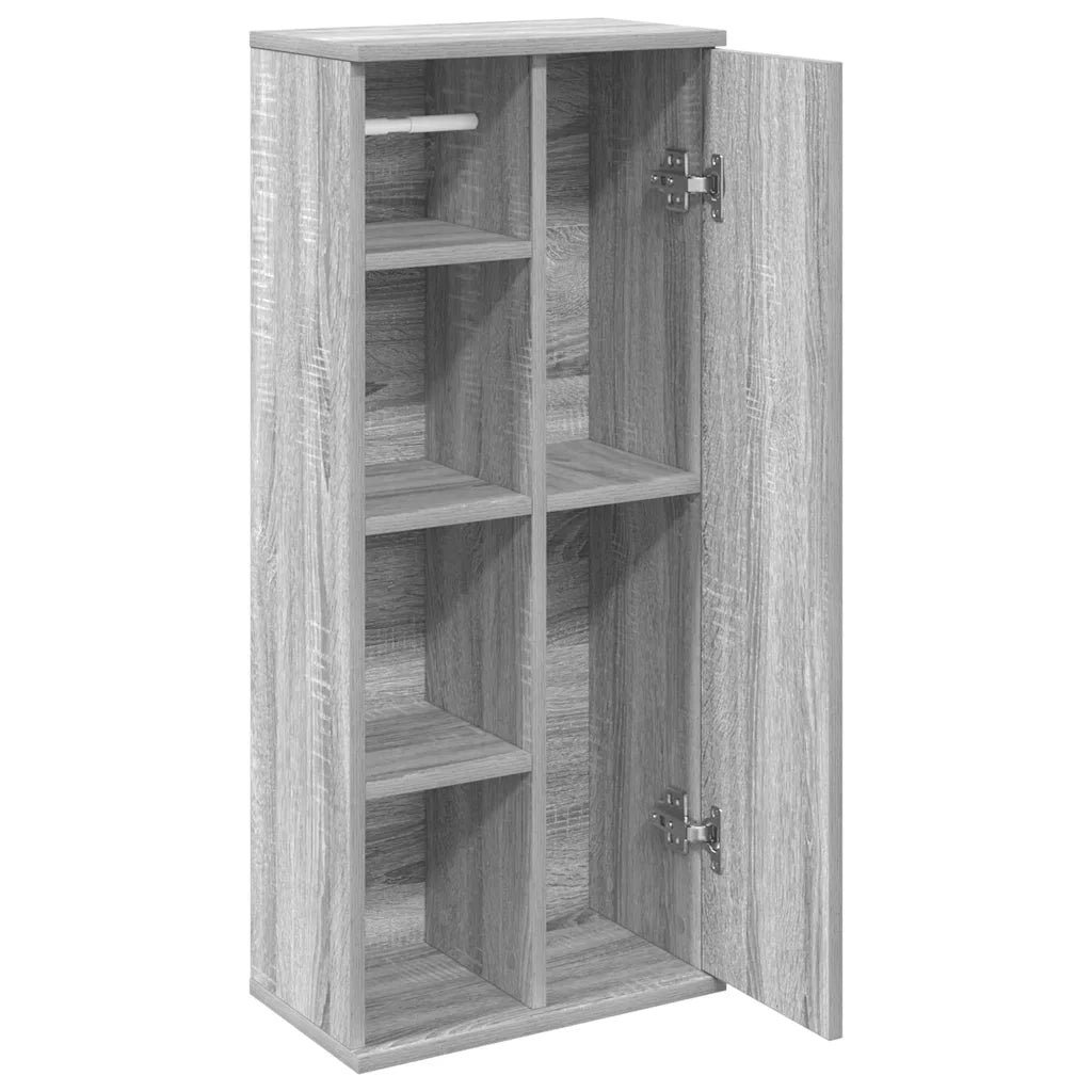 vidaXL Mobile da Bagno con Portarotolo Grigio Sonoma 39x22x90 cm