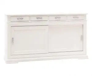 Credenza madia in legno Shabby chic 2 ante scorrevoli bianco opaco