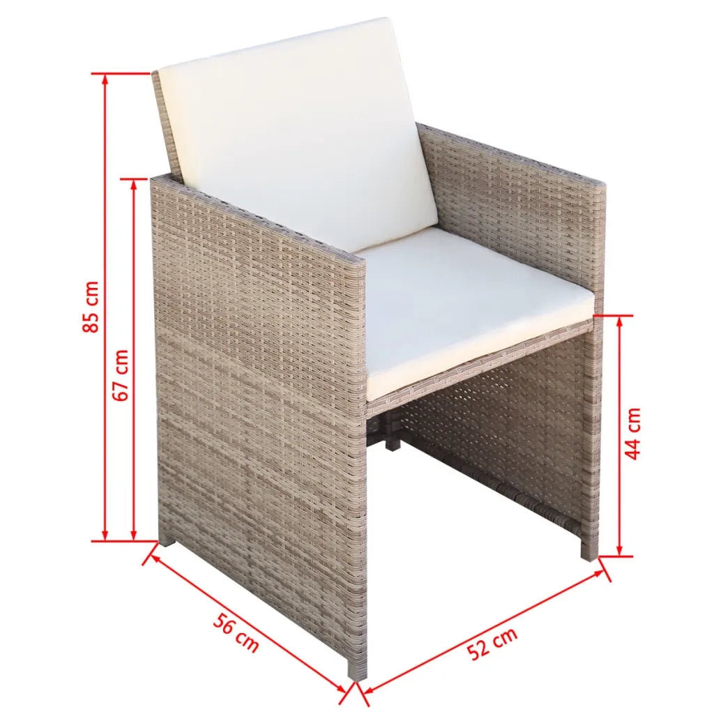 Sedie da Giardino 2 pz | Sedie da Esterno con Cuscini in Polyrattan Beige