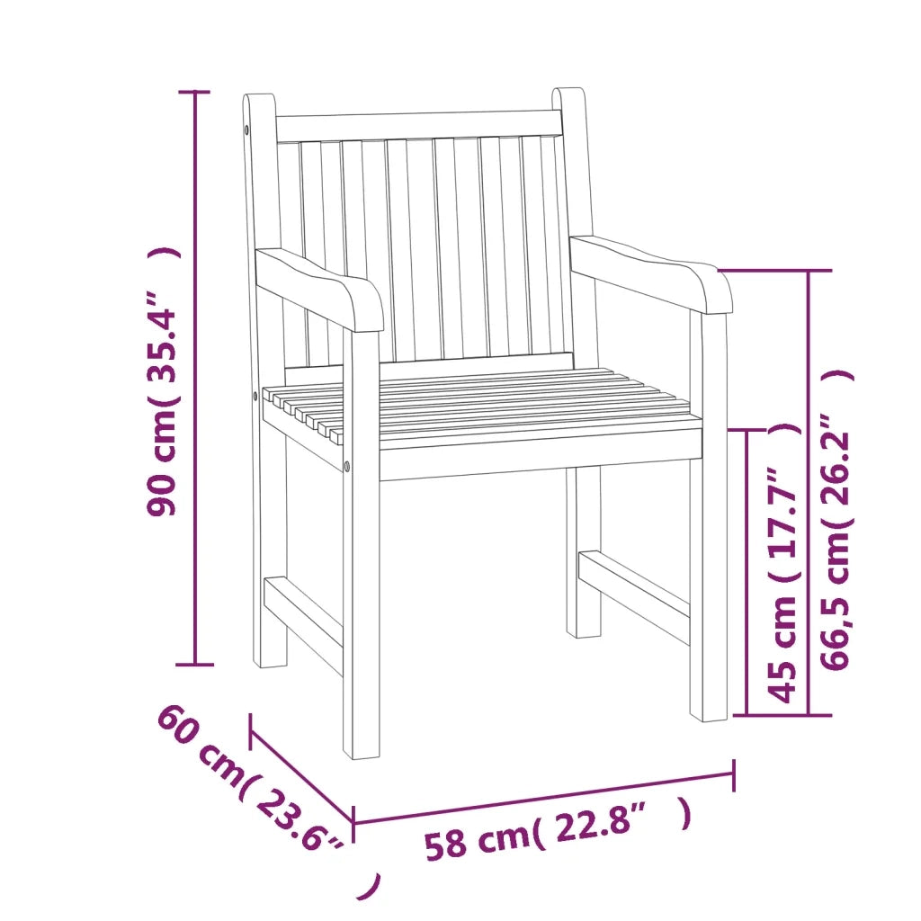 Set da Pranzo per Giardino 3 pz in Legno Massello di Teak cod mxl 78116