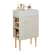 Mobile sottolavabo con vano contenitore e ripiani - per bagno - in MDF - 55 cm - bianco